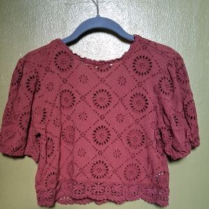 Abercrombie & Fitch Women's Lace Blouse - Rust